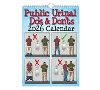 Calendario 2026 de lo que se debe y no se debe hacer en el orinal público, calendario de oficina de comedia, planificador humorístico de 12 meses, cuadrículas grandes para citas (1Pcs)