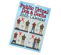 Calendario 2026 de lo que se debe y no se debe hacer en urinarios públicos, planificador funcional de espiral con ilustraciones de protocolo para el baño, calendarios de bromas divertidas (1pc)