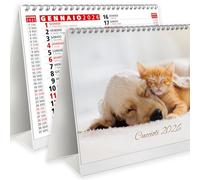 Calendario 2026 de mesa fotográfico "Cachorros" con fiestas semanales, lunas santos y espacio para notas - Ecológico certificado FSC Mix Credit - Perfecto para casa y oficina - 19,5 x 16 cm