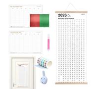 Calendario 2026 de pared, 12.2 x 27.95 pulgadas, mensual de doble cara con calcomanías, calendario de pared grande 2026, para programar citas, Navidad, familia, hogar, oficina, escuela, aula