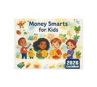 Calendario 2026 Money Smarts para niños, ayuda a los niños a aprender la gestión del dinero temprano, colorido y gestión de ilustraciones de dinero