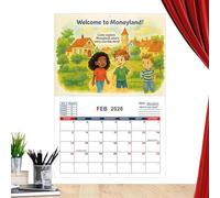 Calendario 2026 Para Niños | Calendario Interactivo De Aprendizaje Del Dinero Para Niños Y Niñas | Enero - Diciembre 2026, Planificador con Ilustraciones Coloridas para Planificación y Programación