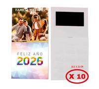 Calendario 2026 Personalizado con Imagen/Logo con Imán. Calendario Magnético con Faldilla. Incluye Festivos y Santoral. Packs de 1,5,10,20. Regalo para Clientes, Empresas (10 unidades, 10x10)