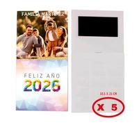 Calendario 2026 Personalizado con Imagen/Logo con Imán. Calendario Magnético con Faldilla. Incluye Festivos y Santoral. Packs de 1,5,10,20. Regalo para Clientes, Empresas (5 unidades, 10x10)