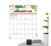 Calendario 2026, planificador mensual de pared de 12 meses para organización familiar, programación de aula con rastreador de objetivos decorativos, planificador mensual para oficina, hogar, estudio