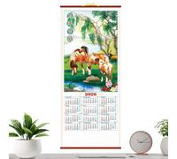 Calendario 2026 - Planificador Mensual Y Decoracion Colgante - Calendario de Pared de Deshoje Tradicional Chino del Año del Caballo,Para Escuela Aula Familia Hogar Dormitorio Restaurante Planificacion