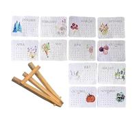 Calendario 2026, Soporte de exhibición con base de madera, 14x10x1 cm, Calendario de semillas de amor, Planificador familiar con tema floral, Organización de 12 meses 2026, para oficina en casa y escu