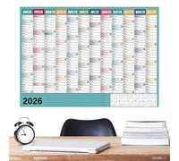 Calendario 2026, suministros de trabajo grandes de 29 x 20 pulgadas con etiquetas de puntas, calendario diario para limpieza del hogar, ejercicio, entrenamiento, vacaciones, , cumpleaños, viajes