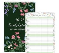 Calendario 2026 UK - Calendario familiar 2026, calendario de pared 2026 de enero de 2026 a diciembre de 2026, 38 x 23,5 cm, diseño de 4 columnas, flor