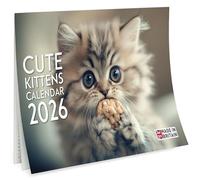Calendario 2026 UK de Cute Kittens - Adorable calendario de pared de gatos A4 (se abre a A3) - Planificador mensual de 12 meses con espacio para notas - Regalo para amantes de los gatos y fanáticos de