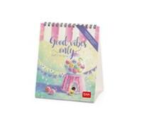 Legami - Calendario de Mesa 2027, Good Vibes Only, calendario de escritorio, 12 meses y agenda anual, en 6 idiomas, signos del zodiaco, fiestas internacionales, 12 x 14,5 cm