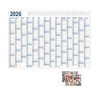 Calendario 365, planificador anual | Agenda grande creativa 2026 para proyectos, cocina, gimnasio, lugar de trabajo, hogar, dormitorio, sala de estudio, aula