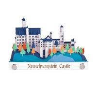 Calendario 3D 2025 Diciembre & 2026 - Castillo de Neuschwanstein | Calendario de manualidades con cerradura de papel | Elegante decoración de escritorio y decoración de invierno mágica