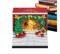 Calendario 3D 2026, 2026 Navidad notas escritorio calendario, decoración del hogar Bloque de notas con luces LED para el dormitorio del hogar Sala de estar Oficina escuela adultos niños