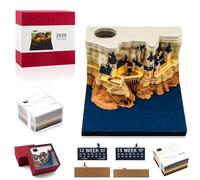 Calendario 3D 2026, 3D Castle Creative Notas De Bricolaje, 3D Calendario Led con Luz y Portalápices,Calendari 3D Tear Off 2026 De Mesa Magic Castle,Escultura De Papel Creativa