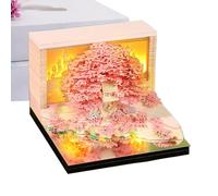 Calendario 3D - Calendario 3D con páginas arrancables, tema de naturaleza con diseño de grabado de flores, árboles y casa y memo arrancable para vacaciones, aula, maestro, entrenamiento, escuela