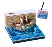 Calendario 3D - Escultura de papel Timepiece Paper, Detailed Nautical Tracker, Premium Specialty Cardstock with Glowing LED Lights, Intricate Carving Craft, Memo Pad Set for Daily Planning
