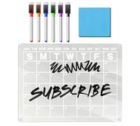 Calendario Acrílico Para,Tablero Magnético De Calendario Pizarra Borrable | Planificador Mensual Para Organización Familiar Y Oficina Con Decoración Para Pared Y Aula