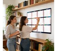 Calendario anual 2026 | 86 x 61 cm, planificador borrable en de doble cara, calendario anual de pared, para lectura de hábitos, estudio mental, escuela, tareas, limpieza del hogar, ejercicio