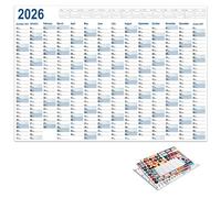 Calendario anual 2026, calendario familiar con fecha de hogar, calendarios anuales de vista completa de 74 x 52,5 cm para programación diaria de estudiantes, oficina, planificador de papel