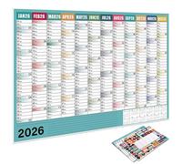 Calendario anual 2026, calendario familiar con fecha para el hogar, calendarios de vista anual completa de 74 x 52,5 cm para programación diaria, calendario estético para colgar en la pared