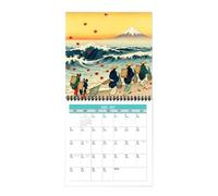 Calendario anual de pared 2027 con diseño de bloques de madera japoneses | Calendario familiar de 21 x 21 cm, encuadernación de doble alambre, para profesores, oficina, citas, programación