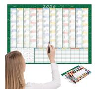 Calendario anual - Póster para escribir, calendario anual grande, para estudiantes, adultos, profesores, adolescentes, sala de estar, dormitorio, dormitorio de estudio