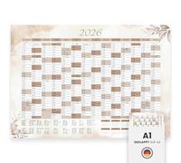 Calendario anual XXL 2026 + enero de 2027 en A1 en diseño beige con vacaciones y días festivos, calendario de pared, calendario plegado para familia, oficina, escuela, planificación, organización