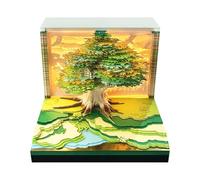 Calendario artístico 3D 2025,Calendario de mesa 3D 2025 | Calendario 2025 de la casa en el árbol - Calendario colorido y con recordatorio artístico con luz, escultura de papel artesanal para p