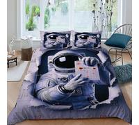 Calendario Astronauta Funda De Edredón 3 Piezas 3D Impresa Starry Sky Theme con Cremallera Y Funda De Almohada King（220x240cm） Microfibra Juego De Cama para para Niñosy Hombres