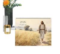 Calendario bíblico 2026 - Planificador de historias de las Escrituras, calendario colgante de pared, páginas de versículos diarios con diseño mensual para planificación cristiana, suministros de