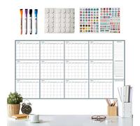 Calendario borrable en , 140 x 86 cm, planificador sin fecha reutilizable, calendario mensual borrable, para estudiantes, profesores, estudios, hogar, escuela, oficina, universidad
