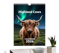 Calendario Bovino 2026 | Ideal como regalo papel grueso planificador para casa y oficina, calendario naturaleza para organización y planificación, para amantes de los animales, adultos, mujeres y