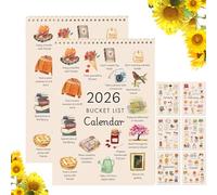 Calendario Bucket List 2026, 2 Calendario De Escritorio Mensual En Espiral De 12 Meses Con Slow Down Y The Seasons, Cuaderno Decorativo Con Acuarelas Y Fechas Diarias Para Profesores,Escuelas,Familias