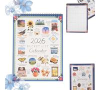 Calendario Bucket List 2026, Calendario De Escritorio Mensual En Espiral De 12 Meses Con Slow Down Y The Seasons, Cuaderno Decorativo Con Acuarelas Y Fechas Diarias Para Profesores, Escuelas, Familias
