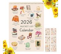 Calendario Bucket List 2026, Calendario De Escritorio Mensual En Espiral De 12 Meses Con Slow Down Y The Seasons, Cuaderno Decorativo Con Acuarelas Y Fechas Diarias Para Profesores, Escuelas, Familias