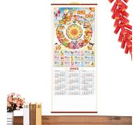 Calendario chino 2025, calendario de pared chino 2025 - Calendario colorido de signos animales,Atractivo calendario de rodillos de pared de 12 meses, año nuevo tradicional del calendario de serpientes
