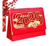 Calendario Chino 2026 - Cubierta 300g Páginas Interiores 210g 25.5x18.5x8cm 260g Año Del Caballo Planificador Mensual Escritorio | Para Hogar Oficina Estudio Sala Dormitorio Mesa Estante