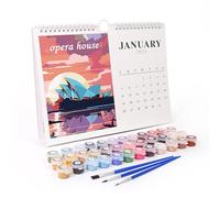 Calendario colgante 2025 con paisaje de nación, calendario pintado a mano con pinceles y pintura acrílica para la escuela