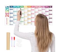 Calendario con goma en para pared - Aproximadamente 100 x 42 cm/39,37 x 16,54 pulgadas | Calendario Big Assr | Planificador de pared reutilizable de borrado en trimestral, organizador de