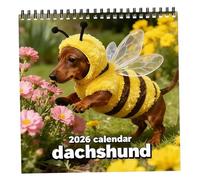Calendario Dachshund 2026 - Calendario y divertido de pared 2026 con fotos de Dachshund para el hogar y la oficina Calendarios de perros con amplio espacio para escribir Dachsh