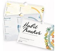 Calendario de 12 meses sin fecha del Habit Tracker de metaFox - Diario del rastreador espiral para construir rutinas saludables (Inglés)