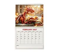 Calendario de animales a metal con 12 meses - Planificador me | Calendario de lectura de dinosaurios 2027, calendario de pared de animales divertidos para el hogar, oficina, escuela, salón