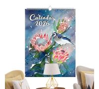 Calendario de aves 2026,Calendario de pájaros de flores de 12 meses encuadernado en espiral | Diseño artístico Amantes de la Naturaleza Colectivo para Estudio Cocina Apartamento Dormitorio