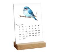 Calendario De Aves 2026 | Planificador Mensual Vertical con Acuarela | Con Soporte de Madera Almanaque de Escritorio Pequeño - Para Organización Programación De