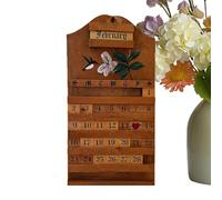 Calendario de bloques - Pantalla de fecha de tallado de colibrí perpetuo de madera | Calendario de escritorio de colibrí - para el hogar, granja, entrada, estantería, sala de estar, dormitorio