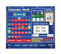 Calendario de bolsillo para niños a partir de 3 años, gráfico de bolsillo para el aula, tabla de bolsillo para enseñanza para fecha, conteo de matemáticas, tablas de bolsillo para el aula para