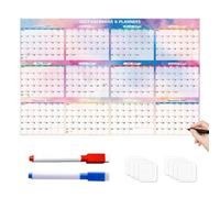 Calendario de borrado en 2027, recubierto de película PET, plan de | 88 x 57,4 cm expandido, 115 g de peso, incluye 2 bolígrafos y cintas borrables, para sala de estar, dormitorio de estudio