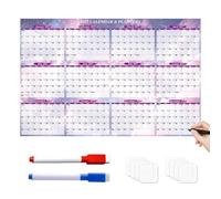 Calendario de borrado en de 12 meses, planificador de tareas borrable | Planificador anual de pared grande para programación mensual, tareas, notas y planificación en salas de estar, estudios