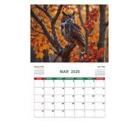 Calendario de búhos 2026 - Calendario mensual y planificador 2026, diseño de búhos para planificar el tiempo en la oficina, la escuela y el hogar